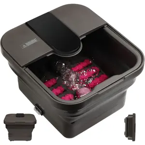 Collapsible Foot Spa,Foot Bath with Heat andMassage and Bubble Jets,Foot Soak Tub withSix Non Motorized Rollers,AcupressureMassage Points,Red Light and RemovablePumice Stone