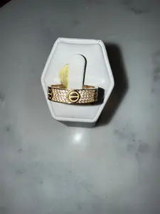 14K Gold Iced Out Screw Motif Ring