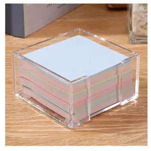 Acrylic Sticky Note Holder, 3x3 Crystal Clear Notepad Holder with Anti-Slip Base Sticky Note Dispenser for Office Desk, Home Organizer