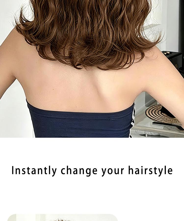 Lotfon Women's short curly Ash Brown non-adhesive synthetic wig, adjustable head circumference, comfortable fit, easy to wear, ready to wear and go, easily achieve a fashionable look