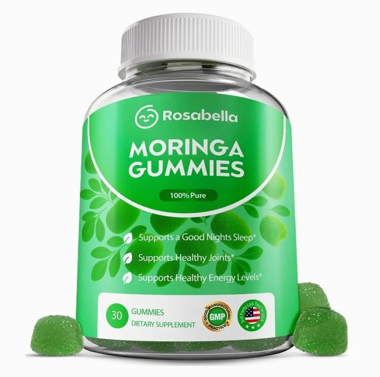 Moringa Gummies – Moringa Leaf Extract 1000mg Equivalent Per Serving – Natural Energy & Balance – Non-GMO, Gluten-Free Superfood Gummies for Women & Men – 30 Count