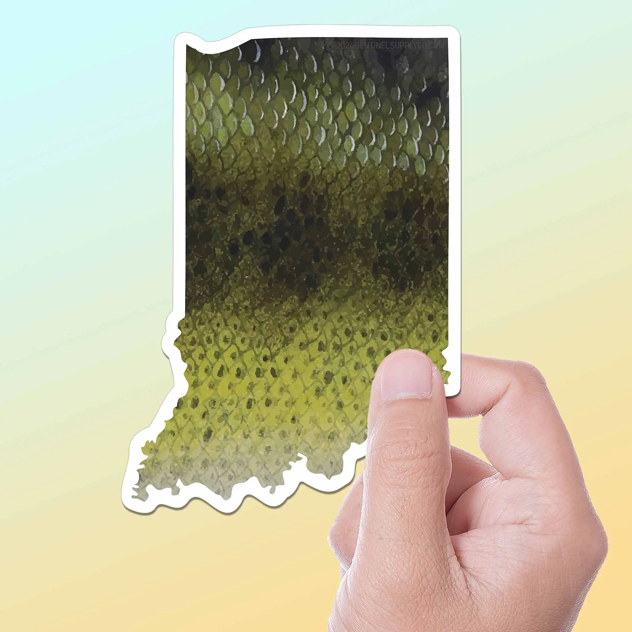 Largemouth Bass Indiana Sticker - IN Fishing Decal