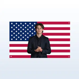 Jack Hughes USA Flag Tapestry, Golden Goal Hockey Aesthetic Banner Dorm Frat Wall Decor