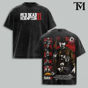 Vintage Red Dead Redemption 2 Washed Graphic Tee, Oversized Arthur Morgan Cowboy Western Shirt, Retro Outlaw Gamer Streetwear T-Shirt, RDR2 Gaming Gift Tee For Men