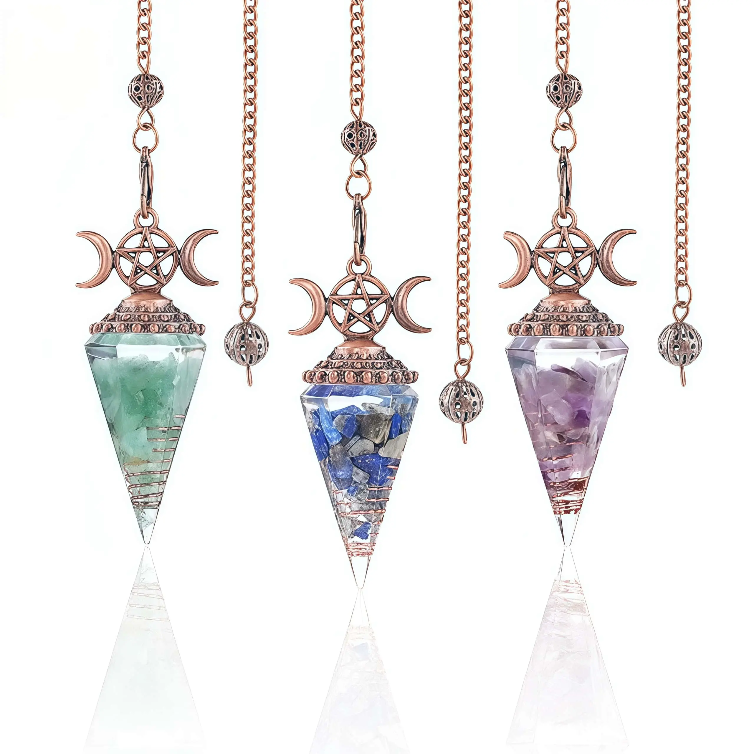 Crystal Pendulum Necklace, Red Resin Hexagonal Dowsing Pendulum Pendant, Spiritual Healing Crystal Jewelry, Chakra Meditation Yoga Necklace, Unique Witchy Divination Tool Gift for Her, Boho Gemstone Energy Necklace