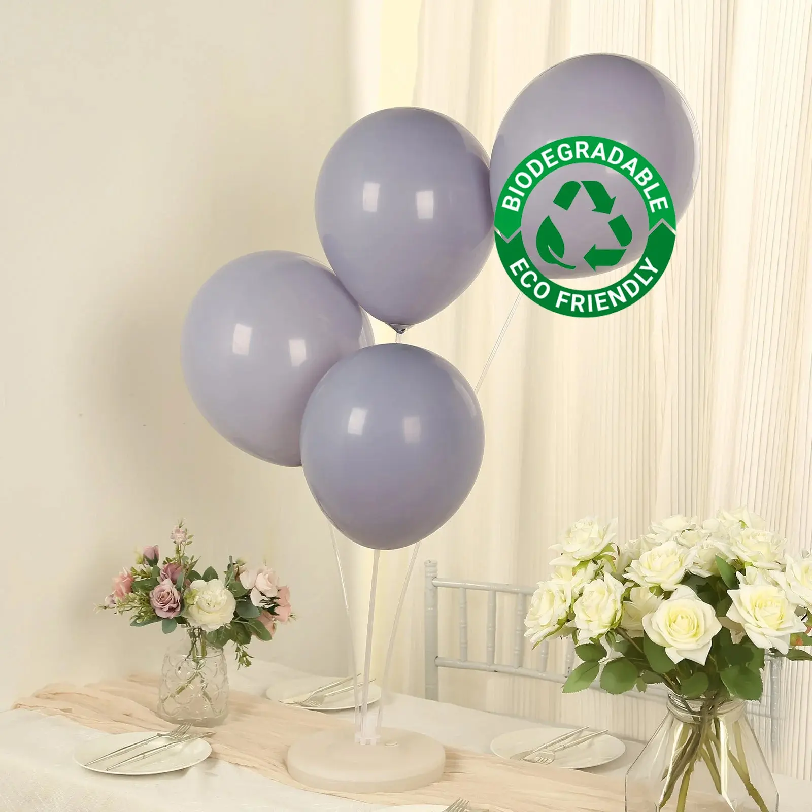 50 Pack Matte Pastel Serenity Blue Biodegradable Balloons, Round Eco-friendly Thick Latex Party Balloons - 12"