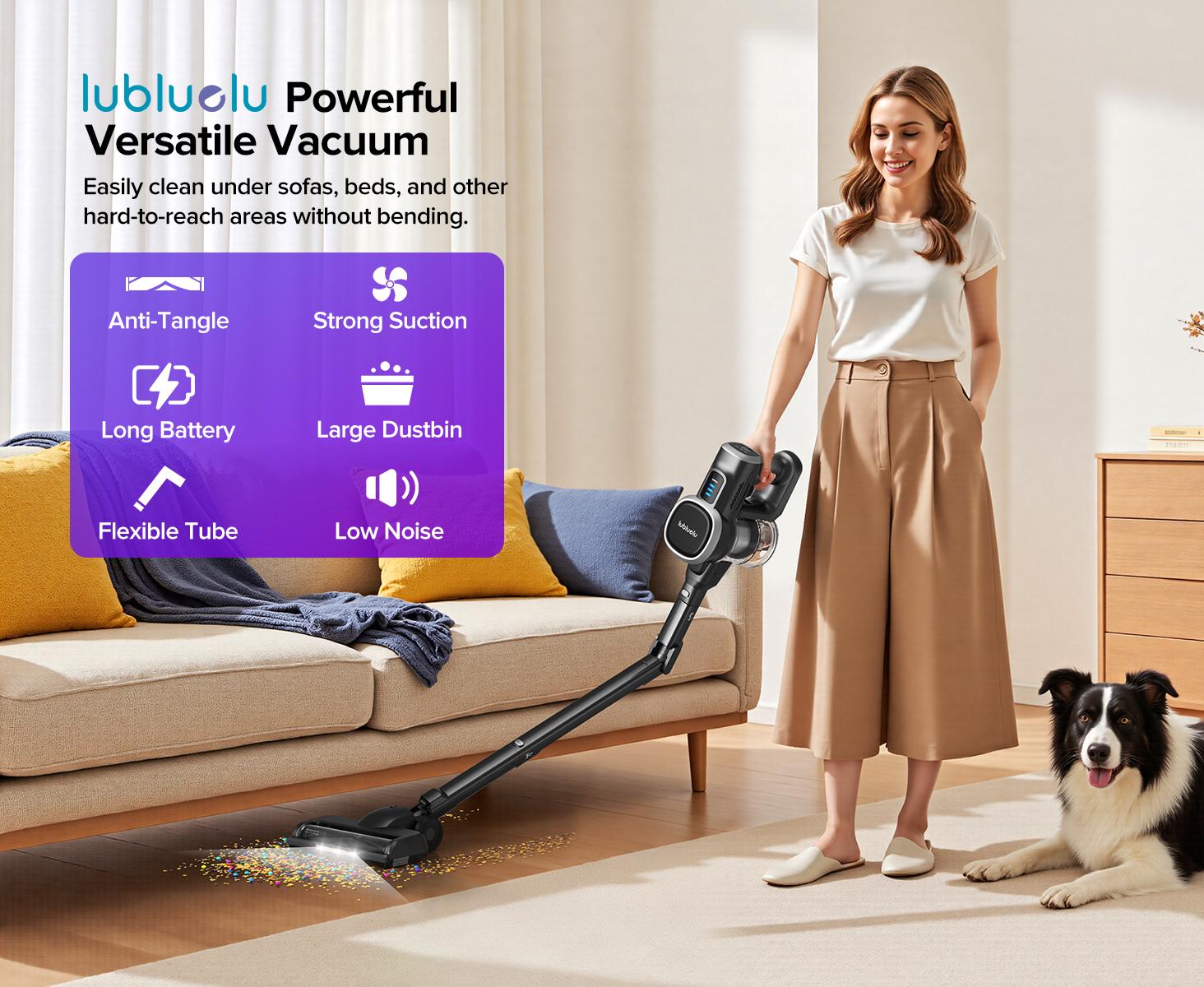 【2026 New Arrivals】 MIUZZY 206 Cordless Vacuum Cleaners for Home, 6-in-1/47Min/250W 24kPa Foldable Powerful Suction, Self-Standing Cordless Stick Vacuum Cleaner, Lightweight Anti-Tangle Rechargeable Vacuum for Floor/Carpet/Pet Hair/Car