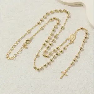 DearYou Studio B 14K Gold Plated Catholic Y Necklace with Our Lady of Guadalupe and Rosary Beads - Elegant Cross Pendant for Women, Everyday Elegance |Religious Jewelry | Durable Chain, Christian Jewelry trendy fashion lover Mother's Day gift