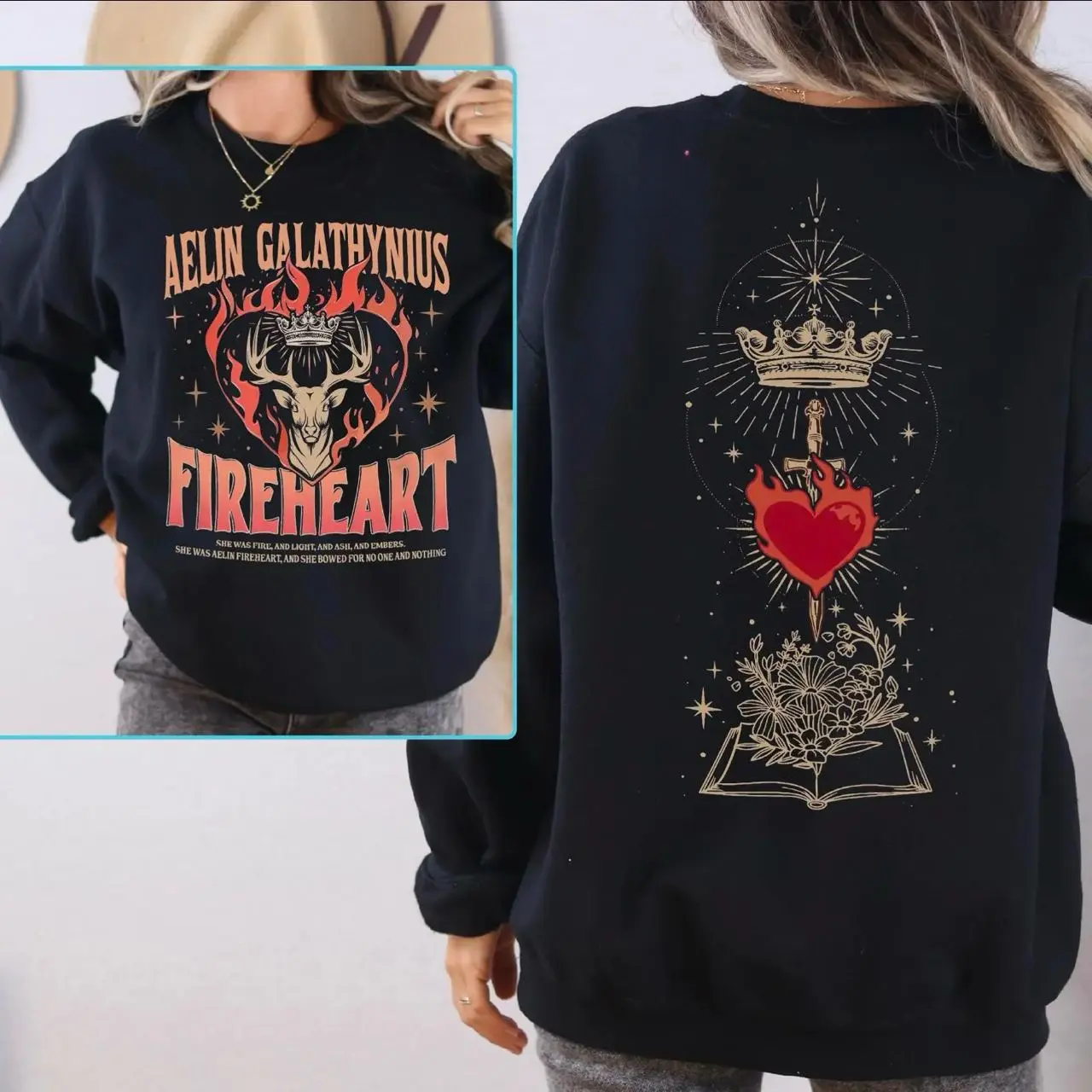 Throne Of Glass Fan Shirt, Aelin Galathynius Sweatshirt, Fireheart Aelin T-Shirt, Kingsflame The Thirteen Sweater, Gift For Book Lover, Booktok Shirt