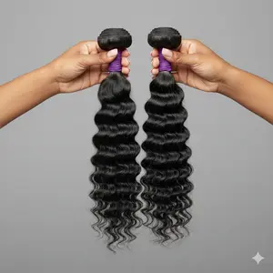 Human Hair: Singles and Bundles: 100% Brazilian Deep Wave, 14" - 26"
