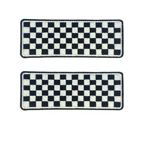 2PC Checkered Flag 4x1.5 Inch Iron on Sew on Patch for Uniforms and Clothing