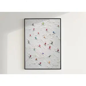 Retro Apres Ski Wall Art, Mini Skiers Poster Cozy Ski Cabin Decor - Vintage Bar Cart Art, Winter Wall Art Decoration