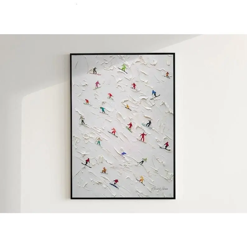 [40% OFF] [UNFRAMED]     Retro Apres Ski Wall Art, Mini Skiers Poster Cozy Ski Cabin Decor - Vintage Bar Cart Art, Winter Wall Art Decoration