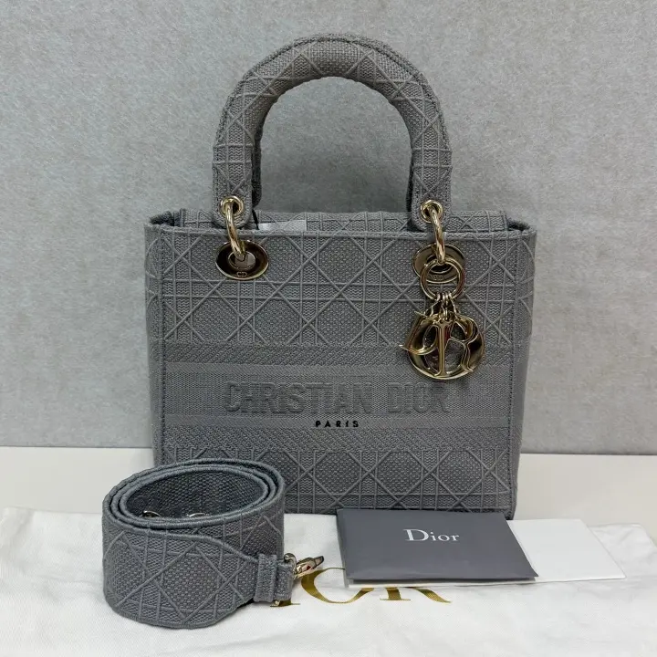 Pre-owned Dior canvas Tote Bags Grey Embroidery Lady medium 0220 | 23410221