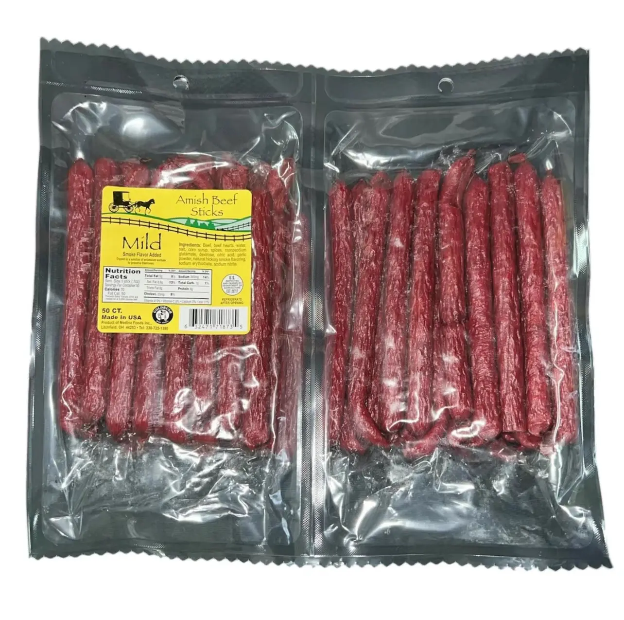 Beef Sticks - 50ct - Mild - Saddle Bag - Party Pack - Amish Beef Sticks