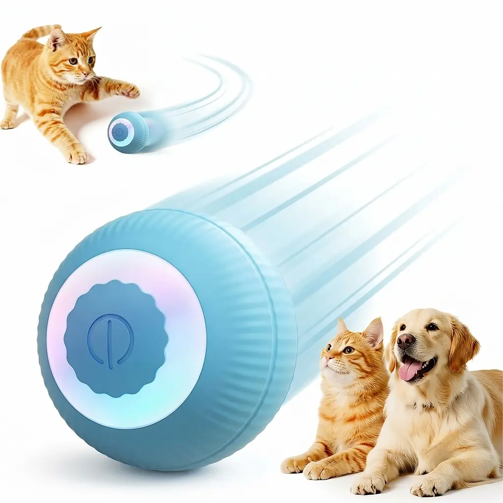 Interactive Cat & Dog Electric Active Toys, Smart Automatic Rolling Ball for Indoor Cats & Small Dogs, Smart Automatic Rolling Pet Ball, 2 Play Modes, Touch-Activated Standby, Fast Moving Toy for Bored Indoor Kitty, USB-C Rech,Calendar with C,,Collapsible
