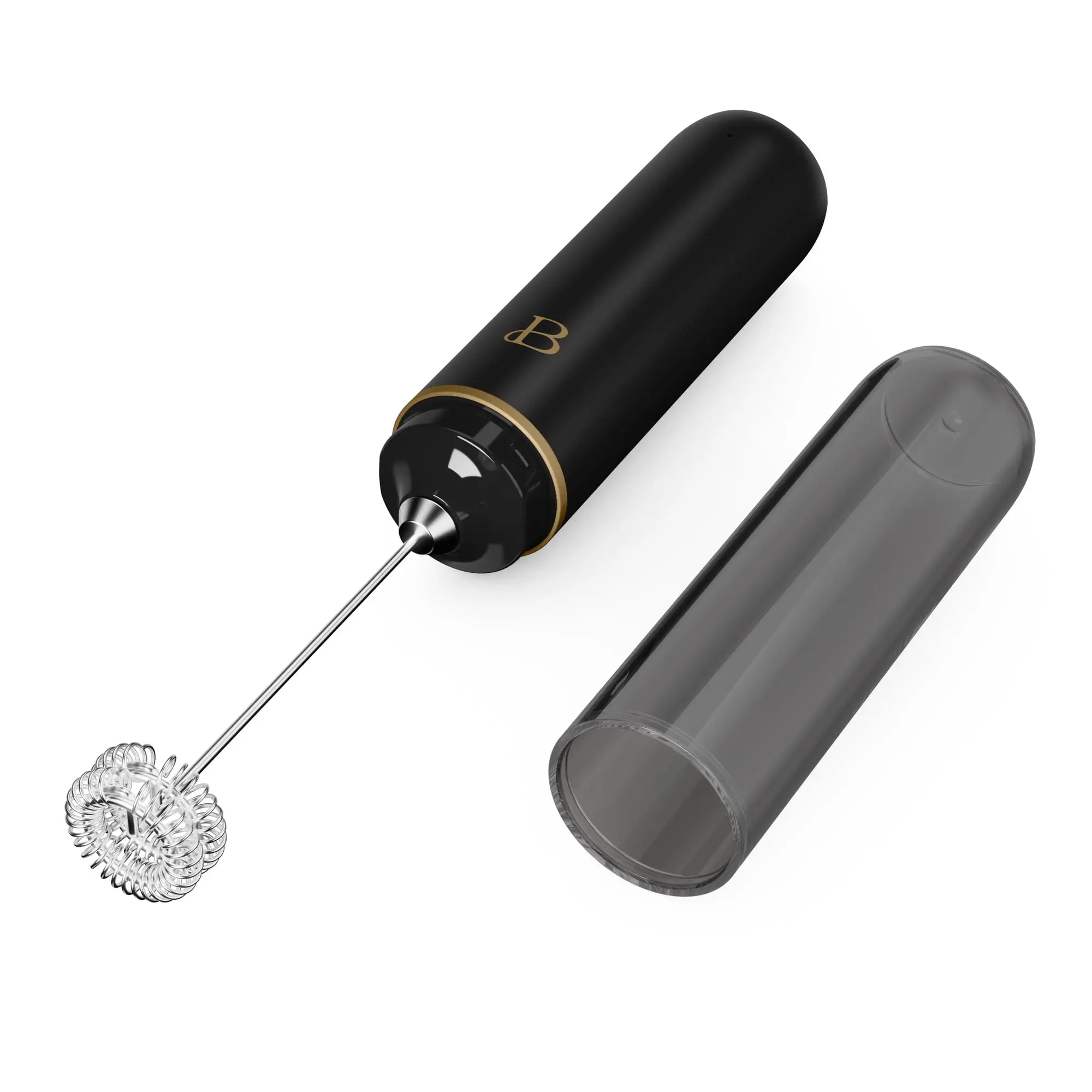 Handheld Rechargeable Milk Frother - USB-C Electric Foam Maker for Coffee, Latte & Matcha - Portable Whisk with Storage Case - Black Sesame & Taupe