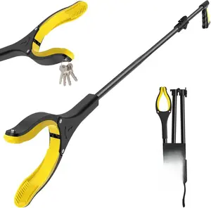 44-Inch Extra Long Grabber Reacher Tool, Foldable Folding Handle Portable Trash Pick Up Stick with Strong Grip Magnetic Tip for Seniors, 360°Rotating Anti-Slip 4" Wide Jaw, Handle Tool Reaches High for Garden Trimming & Durable Gardening Use