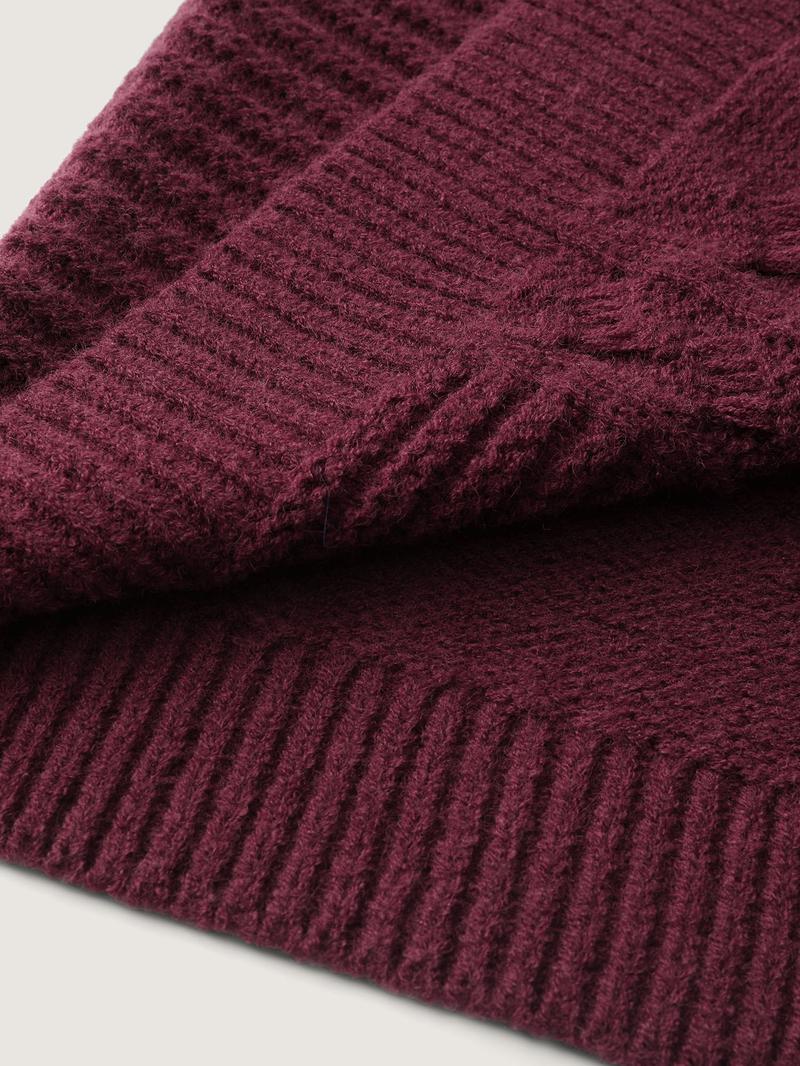 BLOOMCHIC Textured Super Stretchy Pockets Knit Cardigan - Long Sleeve Kimono Collar Winter Cardigan for Women, Loose Fit Knitwear with Drop Shoulder Sleeves and Cable Knit Texture Knitting Womenswear