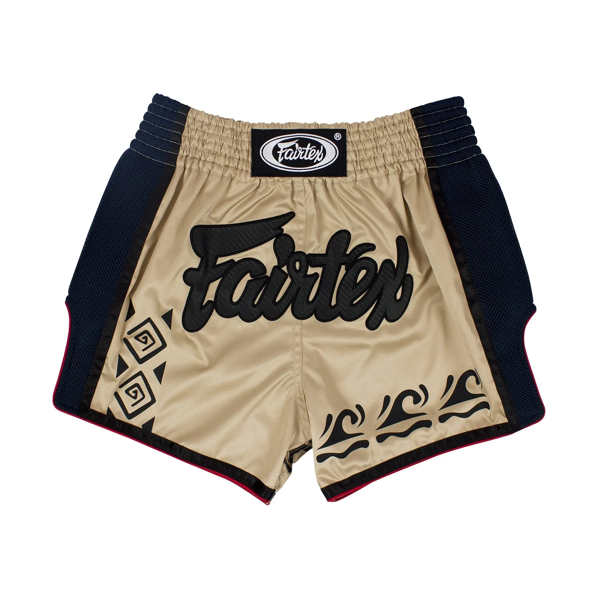 Fairtex BS1713 Khaki Slim Cut Muay Thai Boxing Short, Embroidery Patched Shorts, Slim Fit Outfit, Martial Arts Uniform Men's Sports Shorts