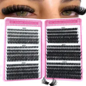 600 sets of tufted false eyelashes, with mixed warpage 30D-100D, soft, comfortable to wear, D-curled, suitable for all eye types, various styles combine DIY single eyelashes, reusable, Eyelash Extensions Kit