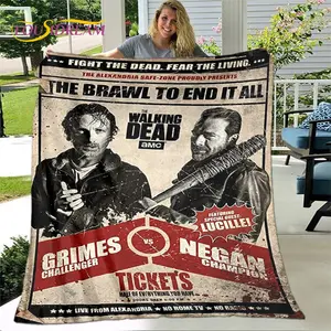 The Walking Dead Horror Soft Plush Flannel Throw Blanket, Cozy Cover for Living Room Bedroom Bed Sofa Picnic, Adults and Children, Kid-Friendly Halloween Christmas Birthday Gift