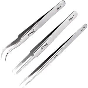 3PCS Precision Tweezers Set, Upgraded High-end Stainless Steel Tweezers for Craft, Electronics, Soldering, Model, Laboratory Work, Jewelry-Making