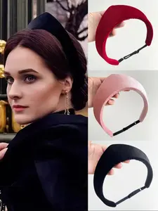 Women's Vintage Velvet Hairband Headpiece, Elegant Plain Design, All-Season Accessory, Unique British Style, Perfect Gift Idea