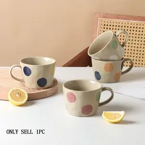 Polka Dot Pattern Ceramic Mug, 3 Counts/set Colorful Coffee Cup, Tea Cup, Milk Cup, Breakfast Cup, Drinking Cup for Home Office Use, Drinkware, Coffee Cups Gift