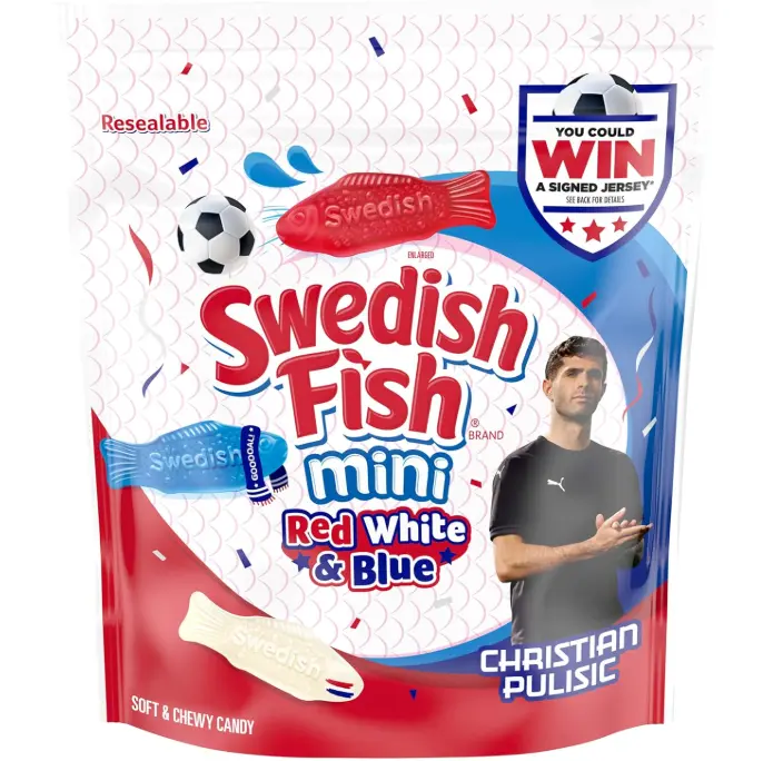 SWEDISH FISH Mini Red, White & Blue Soft & Chewy Gummy Candy, Bulk Candy, 1.8 lb