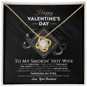 Valentine's Day Gift Love Knot Necklace, Cubic Zirconia To My Smokin' Hot Wife Gift