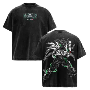 Dark Deku Graphic Tee My Hero Academia Oversized Vintage Acid Wash Shirt Soft Cotton Streetwear Anime Merch Gift For MHA Fans Men Women Unisex Casual Y2K Top Japanese Manga Apparel Gym Pump Cover Izuku Midoriya Vigilante Kisetsu Wear Cosplay Outfits Class