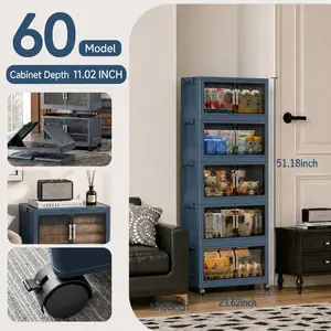 Multi Layer Movable Foldable Storage Cabinet Transparent Vertical Strip Door No Assembly With Brake Pulleys Home Study Book Stationery Shelf
