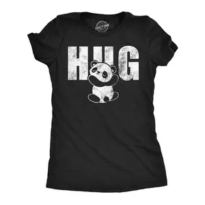 Womens Funny T Shirts Panda Hug Sarcastic Cute Graphic Novelty Tee for Ladies Funny Womens T Shirts Cute Vintage Fashion Casual Ladies T-Shirt Gift Funny Animal Top Women's Novelty Tees Black -