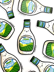 Ranch Sticker | Weatherproof Vinyl | Kawaii Sticker| Ranch dressing | American food | condiments | cute food