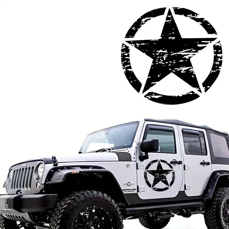 Car modification body sticker with five-pointed star hood sticker suitable for Jeep F150 Wrangler Rubicon JK CJ TJ YJ PE bag packaging Truck Decals