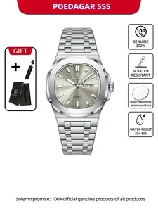 Men's Business Fashion Waterproof Luminous Dial Analog Quartz Watch, Stainless Steel Watches, Fashion Watch for Party, Daily Clothing Decor, Trendy All-match & Exquisite Watch for Birthday Gift with Box