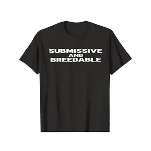 Black T Shirt Submissive And Breedable Text Print Casual Wear For Men Women Unisex Fashion Statement Top Everyday Streetwear Outfit Plus Size Casual Geometric T-Shirt Geometric Print Breathable T-Shirt