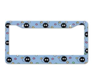 Soot Sprite License Plate Frame, Cute Anime Car Tag Holder, Studio Ghibli Inspired Car Accessories, Kawaii Black Dust Sprite Auto Decor Gift