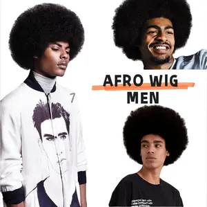Men Afro Wig for 70s Disco Rocker Party Black Afro Wig Unisex Adult Afro Wigs for Men and Women Daily and Party Cosplay Use halloween daily use party cosplay heat resistant Wig