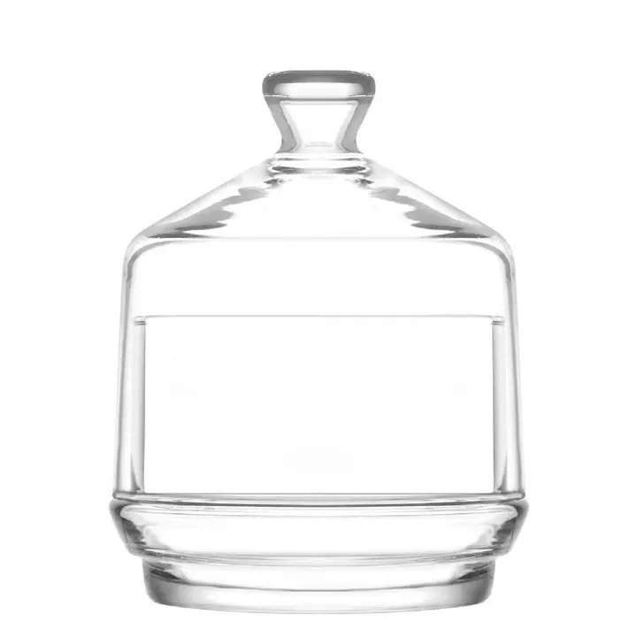 Lav Berry Glass Candy Dish with Transparent Dome Lid, 9.6 Oz Kitchen Bowl for Kitchen Utensils & Preserving Containers, Sturdy, 9.6Oz
