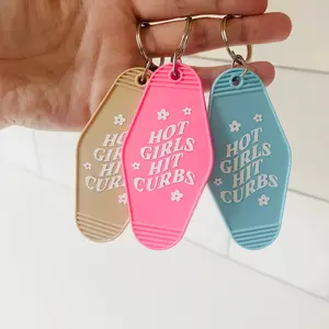Hot Girls Hit Curbs Motel Keychain, Funny Gift Idea, Trendy Car Accessory, Birthday Gift Idea, Gift Idea for Girlfriend, Podcast Lover, True Crime Lover, Book Lover, Sweet 16 Gift Idea, Retro Gift Idea