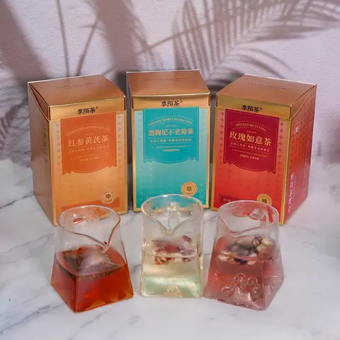 LA 3 Cartons Caffeine Free Young Tea Set 60g (6gx10pcs) Morning Afternoon Night:With Red Dates, Mulberry, Poria,,Coix Seed, Pear, Black Wolfberry Jasmine,Ophiopogon Japonicus Pear Red Ginseng Astragalus,Longan Double-petal red rose; Black wolfberry