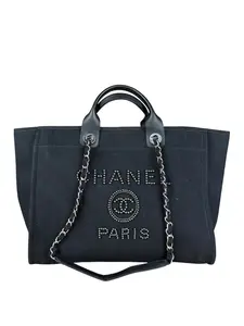 Pre-owned canvas Tote Bags Chanel Black Pearl Deauville 2Way Tote 2019