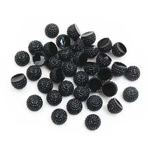 40pcs 10mm Black Gold Silver Color Half Ball Flat Back Resin Cabochons Dome DIY Jewelry Making Accessories Supplies