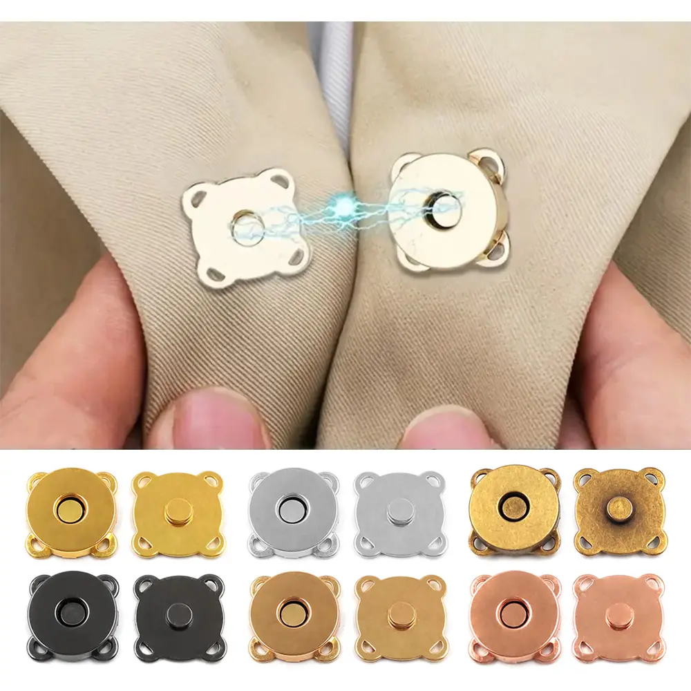 5Pairs Flower Magnetic Snap Fasteners, Sewing Accessories, Sewing Buttons Buckles, Snap Button Pocket - Easy to Install for Bags, Clothing, DIY & Leather Craft, Button Parts
