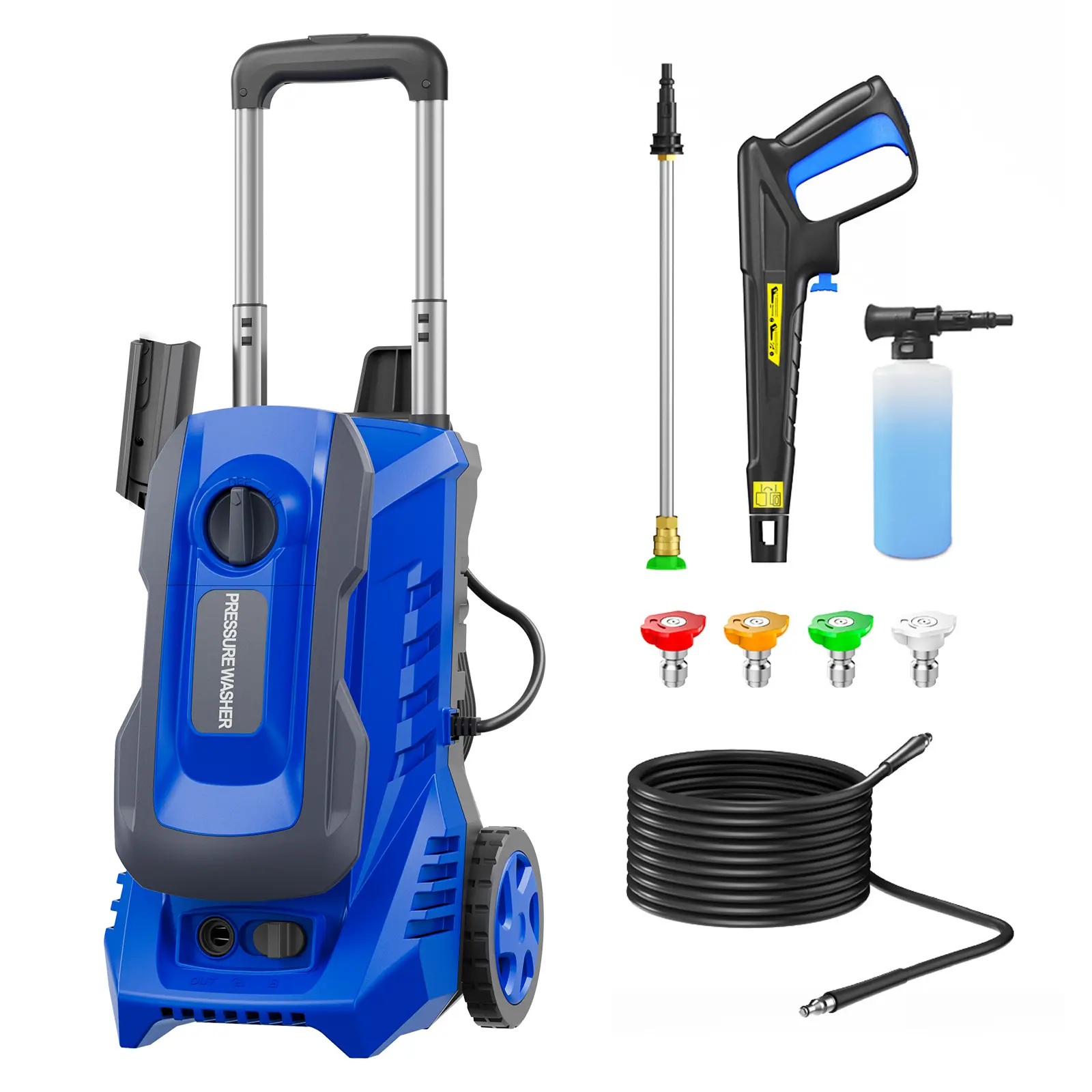4200 PSI MAX 2.5 GPM Portable Electric Power Washer, Multi-Functional Outdoor Cleaning Machine Built with 25FT Hose, Foam Sprayer Kit and Overheat Protection System for Motorcycle, Deck, Yard, Stair, Wall, Sidewalk, Pool, Boat cleaning