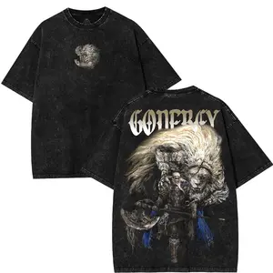 Godfrey - Elden Ring Vintage Clothes Washed Tee Unisex Oversize Heavyweight Cotton T-shirt for Game Fans, Graphic Tees, Men Gifts, Men T-Shirt