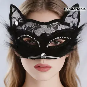 New Cat Face Half Mask for Women, Perfect for Makeup Parties and Cosplay Festivals, Eye-Catching Costume Accessory for Performances, Party Event Props