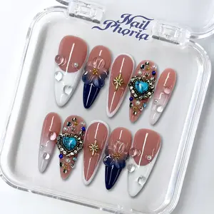 NailPhoria MIDNIGHT EMPRESS - Handmade Press-On Nails | Reusable, Salon-Quality, Long-Lasting, Glossy Design